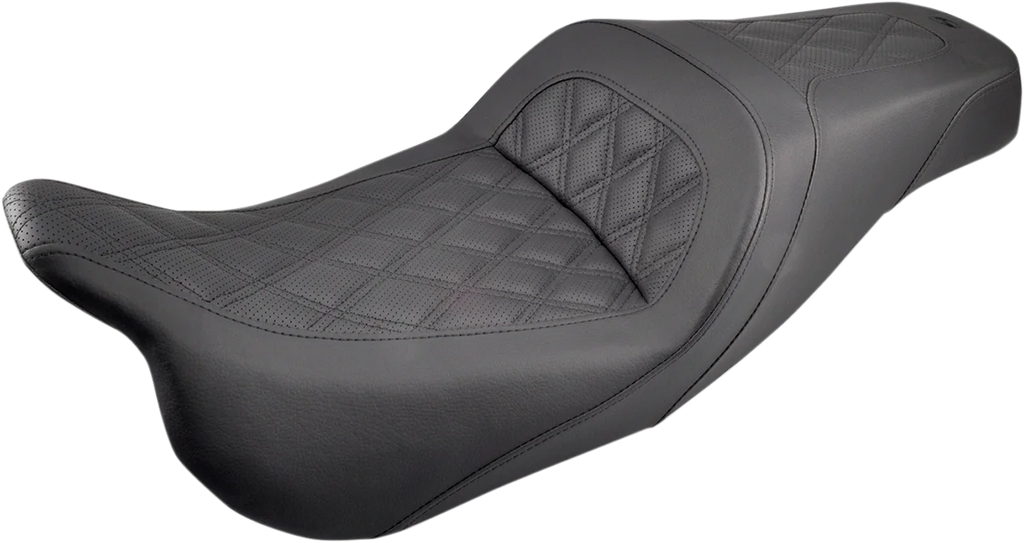 Saddlemen Slim Seat - Black - Lattice Stitch - '99-'07 FLHT/FLTR 897-07-162 - Side View