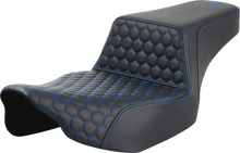 Load image into Gallery viewer, Saddlemen Step-Up Seat - Extended Reach - Front Honeycomb - Blue Stitch - FL '23-'24 823-07-17801 - Main Product View