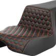 Load image into Gallery viewer, Saddlemen Step-Up Seat - Extended Reach - Front Honeycomb - Orange Stitch - FL '23-'24 823-07-17803 - Main Product View