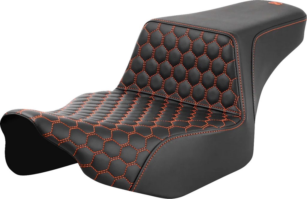 Saddlemen Step-Up Seat - Extended Reach - Front Honeycomb - Orange Stitch - FL '23-'24 823-07-17803 - Main Product View