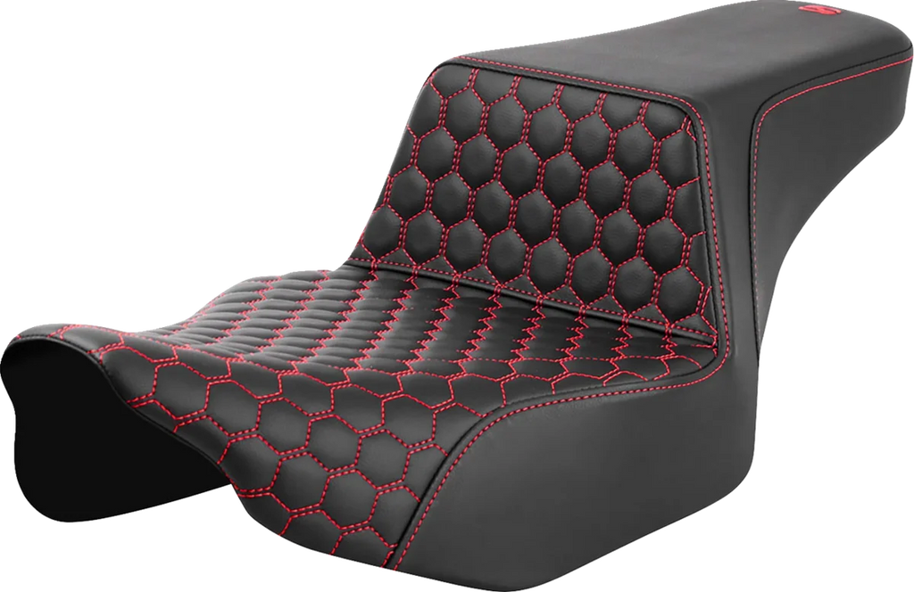 Saddlemen Step-Up Seat - Extended Reach - Front Honeycomb - Red Stitch - FL '23-'24 823-07-17804 - Main Product View