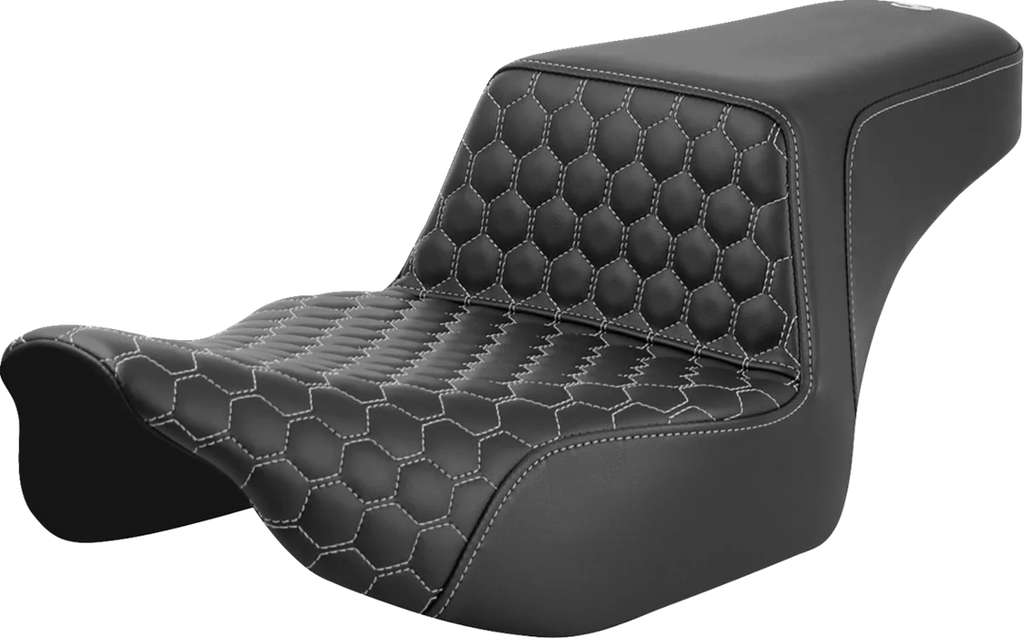 Saddlemen Step-Up Seat - Extended Reach - Front Honeycomb - Silver Stitch - FL '23-'24 823-07-17805 - Main Product View