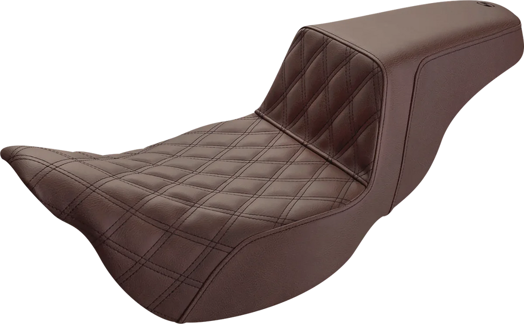 Saddlemen Step-Up Seat - Extended Reach - Front Lattice Stitch - Brown - FL '08-'23 808-07B-172BREX - Main Product View