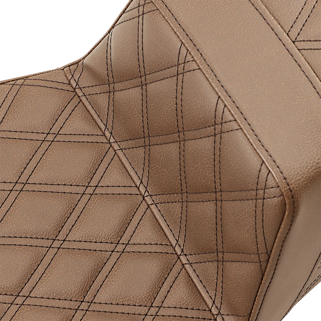 Saddlemen Step-Up Seat - Extended Reach - Full Lattice Stitch - Brown - FL '08-'23 808-07B-175BREX - Side View