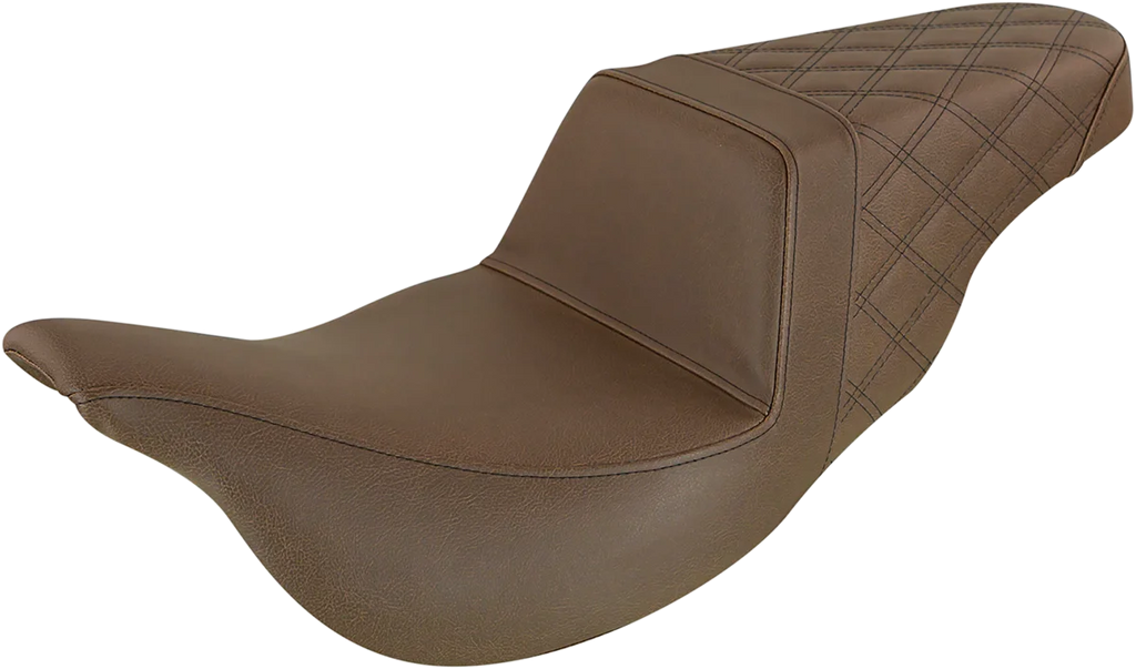 Saddlemen Step-Up Seat - Extended Reach - Rear Lattice Stitch - Brown - '08-'23 FL 808-07B-173BREX - Main Product View