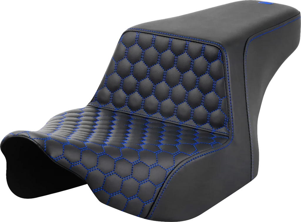 Saddlemen Step-Up Seat - Front Honeycomb - Blue Stitching - FL '23-'24 823-07-17701 - Main Product View