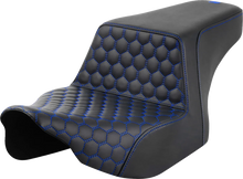 Load image into Gallery viewer, Saddlemen Step-Up Seat - Front Honeycomb - Blue Stitching - FL '23-'24 823-07-17701 - Main Product View