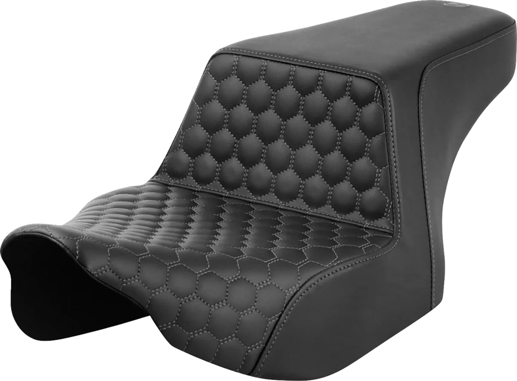 Saddlemen Step-Up Seat - Front Honeycomb - Gray Stitching - FL '23-'24 823-07-17702 - Main Product View