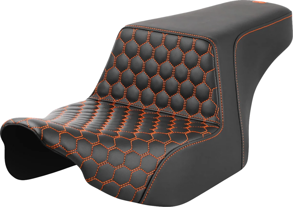 Saddlemen Step-Up Seat - Front Honeycomb - Orange Stitching - FL '23-'24 823-07-17703 - Main Product View