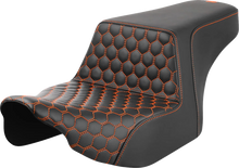 Load image into Gallery viewer, Saddlemen Step-Up Seat - Front Honeycomb - Orange Stitching - FL '23-'24 823-07-17703 - Main Product View