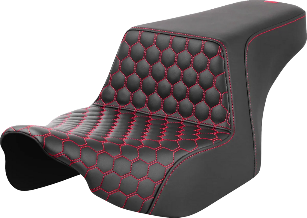 Saddlemen Step-Up Seat - Front Honeycomb - Red Stitching - FL '23-'24 823-07-17704 - Main Product View