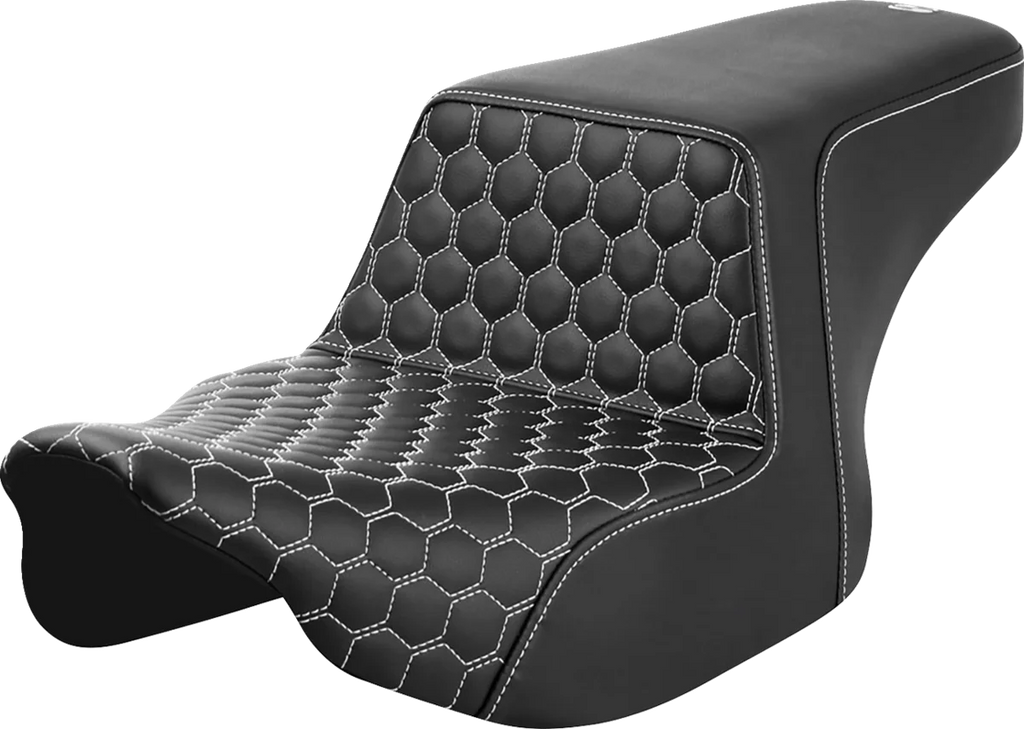 Saddlemen Step-Up Seat - Front Honeycomb - White Stitching - FL '23-'24 823-07-17706 - Main Product View