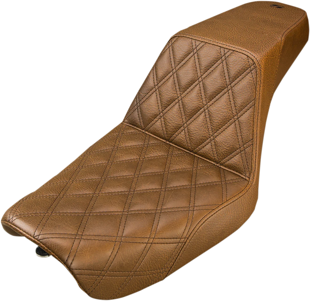Saddlemen Step-Up Seat - Front Lattice Stitch - Brown - Dyna 804-04-172BR - Main Product View