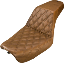 Load image into Gallery viewer, Saddlemen Step-Up Seat - Front Lattice Stitch - Brown - Dyna 804-04-172BR - Main Product View
