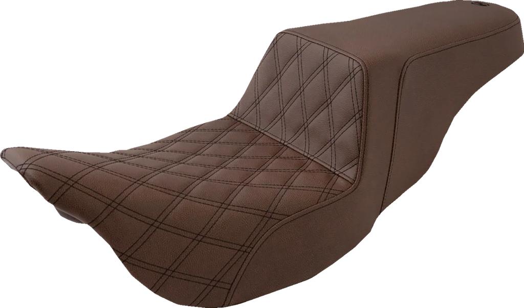 Saddlemen Step-Up Seat - Front Lattice Stitch - Brown - FL '08-'23 808-07B-172BR - Main Product View