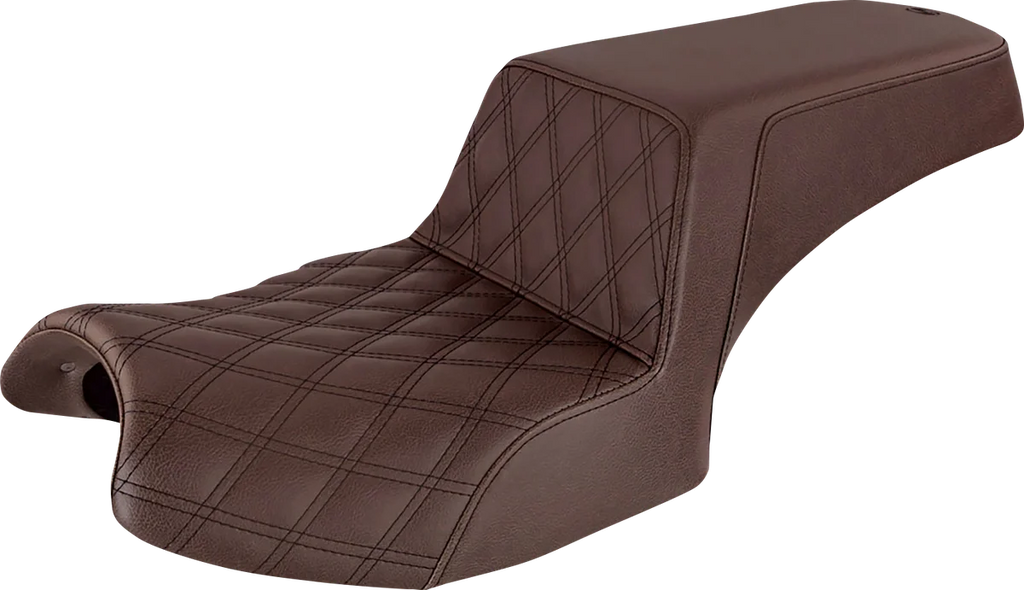 Saddlemen Step-Up Seat - Front Lattice Stitch/Rear Smooth - Brown - Challenger I20-06-172BR - Main Product View