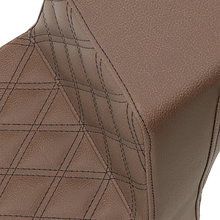 Load image into Gallery viewer, Saddlemen Step-Up Seat - Front Lattice Stitch/Rear Smooth - Brown - Scout Bobber I18-33-172BR - Side View