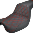 Load image into Gallery viewer, Saddlemen Step-Up Seat - Front Lattice Stitch/With Red Stitching - Black - Dyna 806-04-172RD - Main Product View