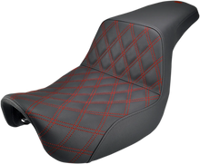 Load image into Gallery viewer, Saddlemen Step-Up Seat - Front Lattice Stitch/With Red Stitching - Black - Dyna 806-04-172RD - Main Product View