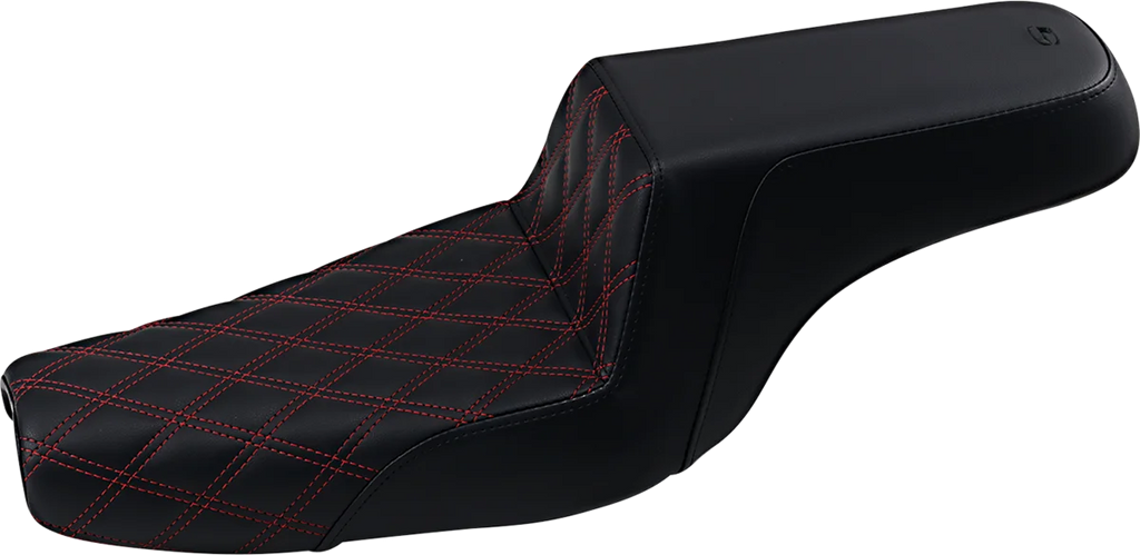 Saddlemen Step-Up Seat - Front Lattice Stitch/With Red Stitching - Black - XL 807-11-172RD - Side View