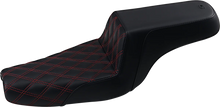 Load image into Gallery viewer, Saddlemen Step-Up Seat - Front Lattice Stitch/With Red Stitching - Black - XL 807-11-172RD - Side View