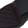 Load image into Gallery viewer, Saddlemen Step-Up Seat - Front Lattice Stitch/With Red Stitching - Black - XL 807-11-172RD - Back View