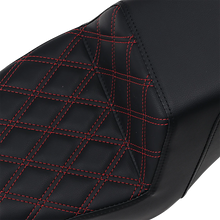 Load image into Gallery viewer, Saddlemen Step-Up Seat - Front Lattice Stitch/With Red Stitching - Black - XL 807-11-172RD - Back View