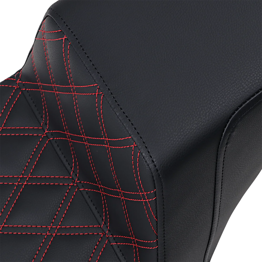 Saddlemen Step-Up Seat - Front Lattice Stitch/With Red Stitching - Black 818-30-172RD - Side View