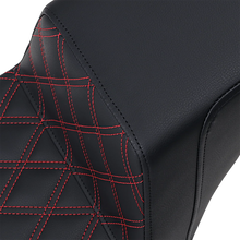 Load image into Gallery viewer, Saddlemen Step-Up Seat - Front Lattice Stitch/With Red Stitching - Black 818-30-172RD - Side View