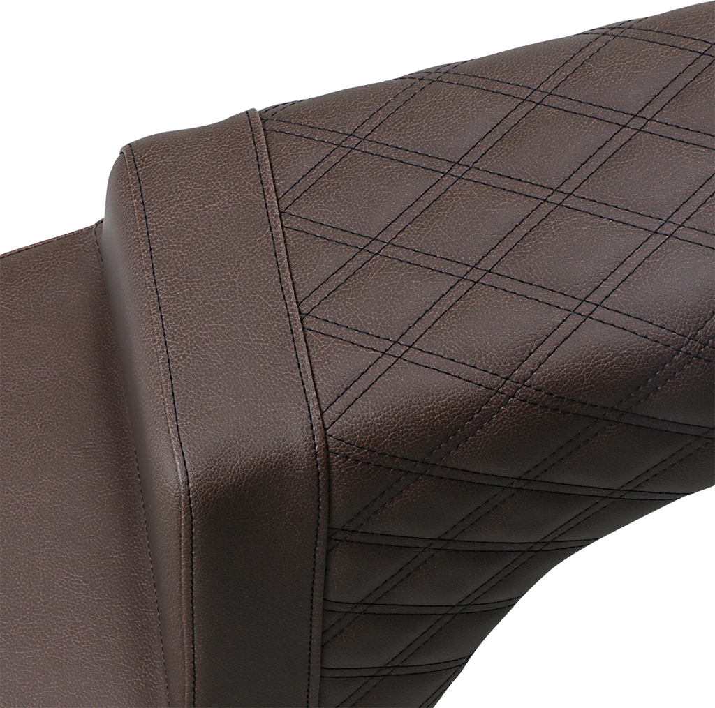 Saddlemen Step-Up Seat - Front Smooth/Rear Lattice Stitch - Brown - Indian I14-07-173BR - Side View
