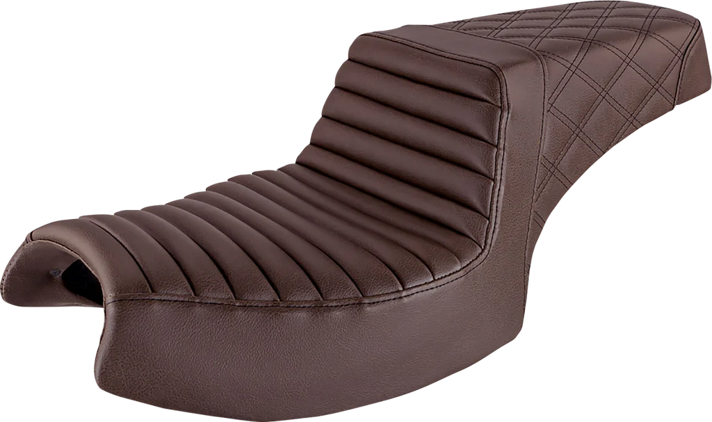 Saddlemen Step-Up Seat - Front Tuck-n'-Roll/Rear Lattice Stitch - Brown - Challenger I20-06-176BR - Main Product View