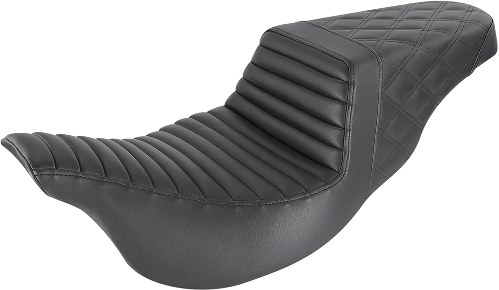 Saddlemen Step-Up Seat - Front Tuck-n-Roll/Rear Lattice Stitch - Black - FL '08-23 808-07B-176 - Main Product View
