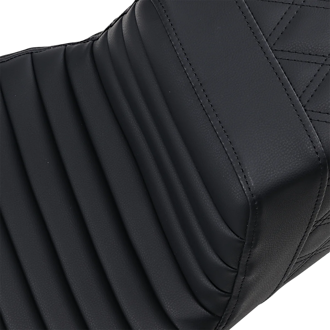 Saddlemen Step-Up Seat - Front Tuck-n-Roll/Rear Lattice Stitch - Black - FL '08-23 808-07B-176 - Side View