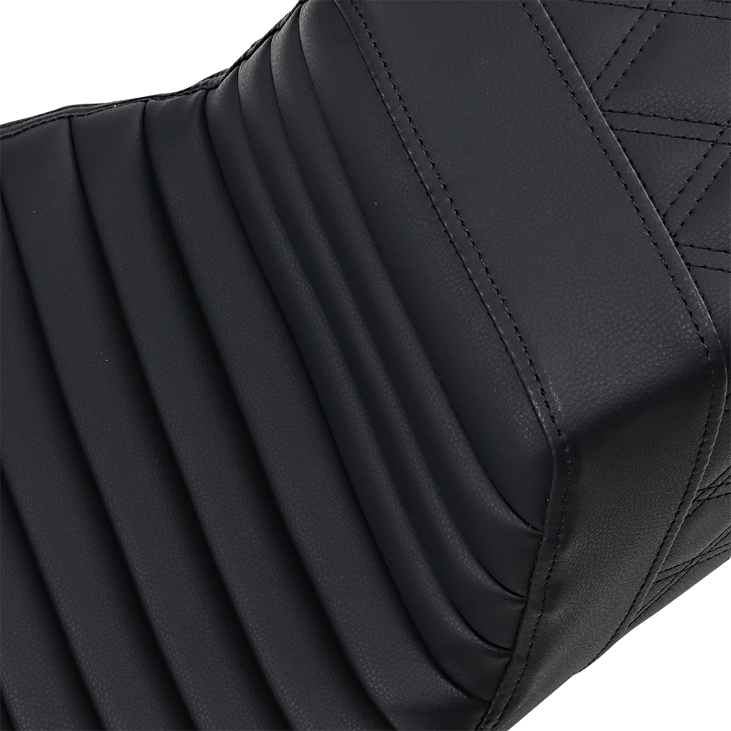 Saddlemen Step-Up Seat - Front Tuck-n-Roll/Rear Lattice Stitch - Black - FL '08-23 808-07B-176 - Side View