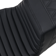 Load image into Gallery viewer, Saddlemen Step-Up Seat - Front Tuck-n-Roll/Rear Lattice Stitch - Black - FL '08-23 808-07B-176 - Side View