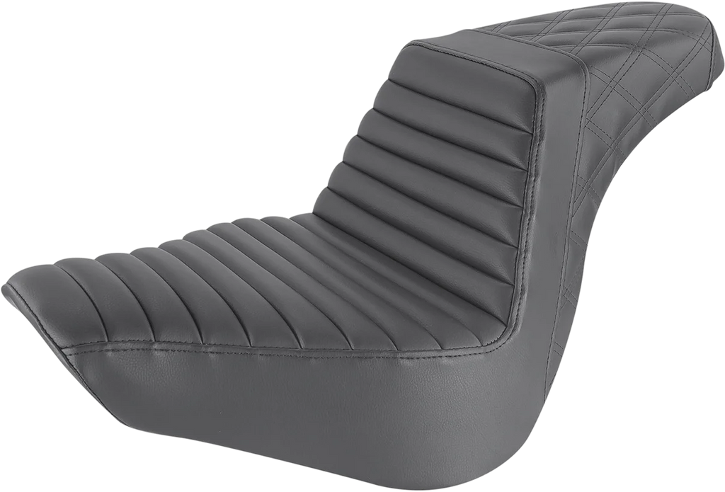 Saddlemen Step-Up Seat - Front Tuck-n-Roll/Rear Lattice Stitch - Black - FL/FX '18-'23 818-27-176 - Main Product View