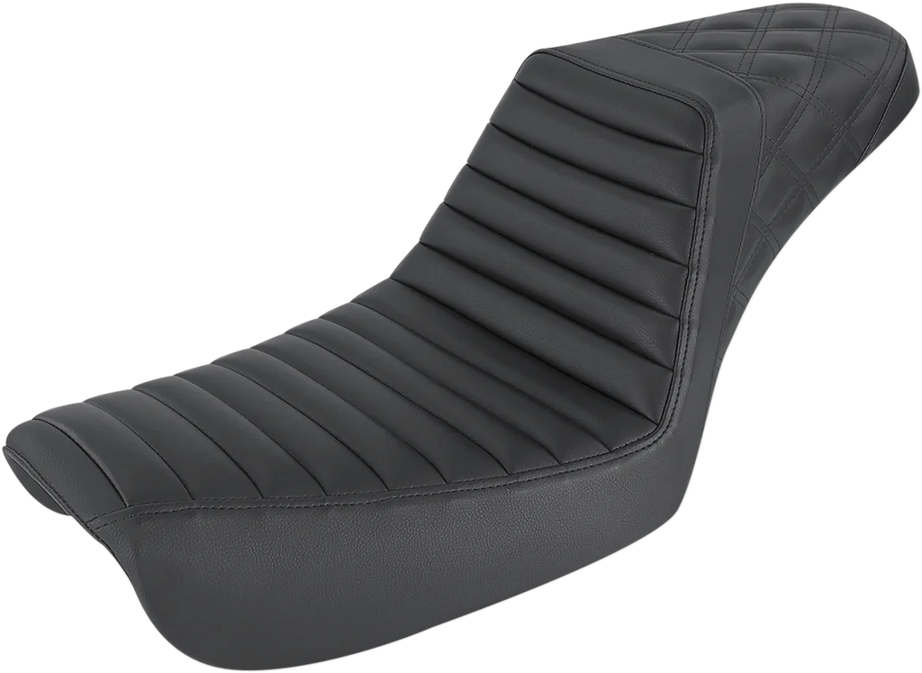 Saddlemen Step-Up Seat - Front Tuck-n-Roll/Rear Lattice Stitch - Black - FXD 804-04-176 - Main Product View