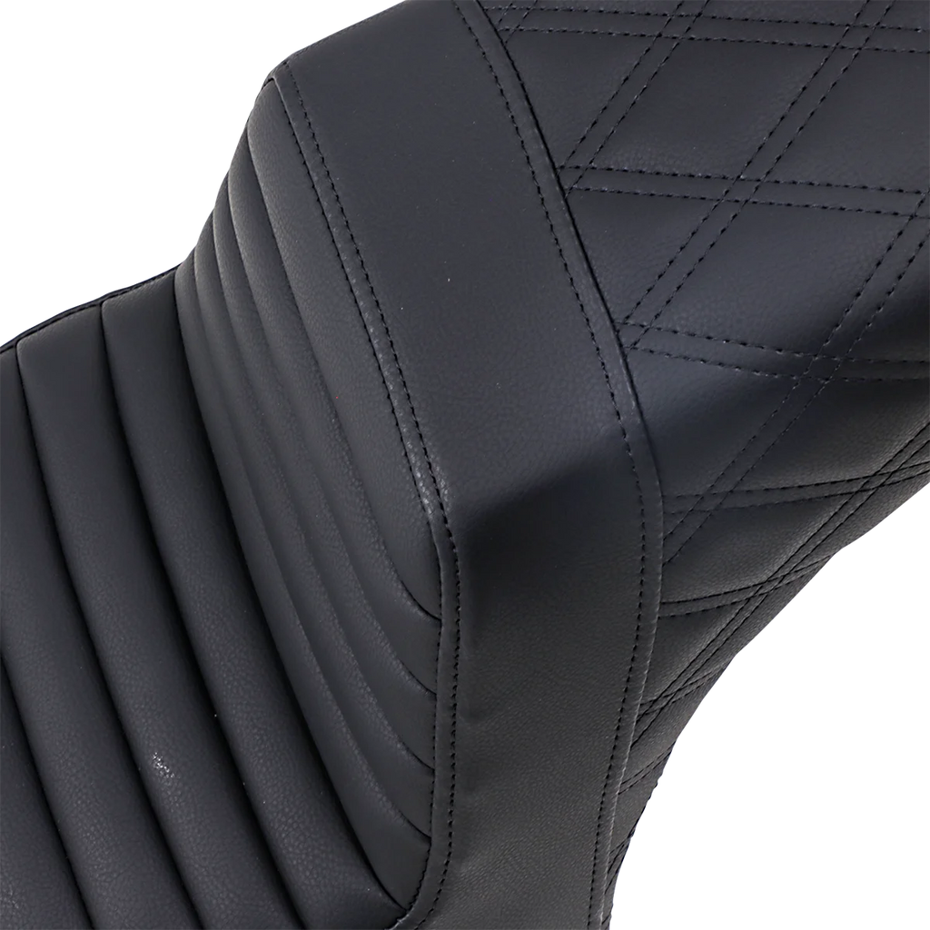 Saddlemen Step-Up Seat - Front Tuck-n-Roll/Rear Lattice Stitch - Black - Scout '18-'19 I18-33-176 - Side View