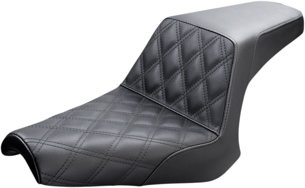 Saddlemen Step-Up Seat - Front Tuck-n-Roll/Rear Lattice Stitch - Black - Scout '18-'19 I18-33-176 - Detail View