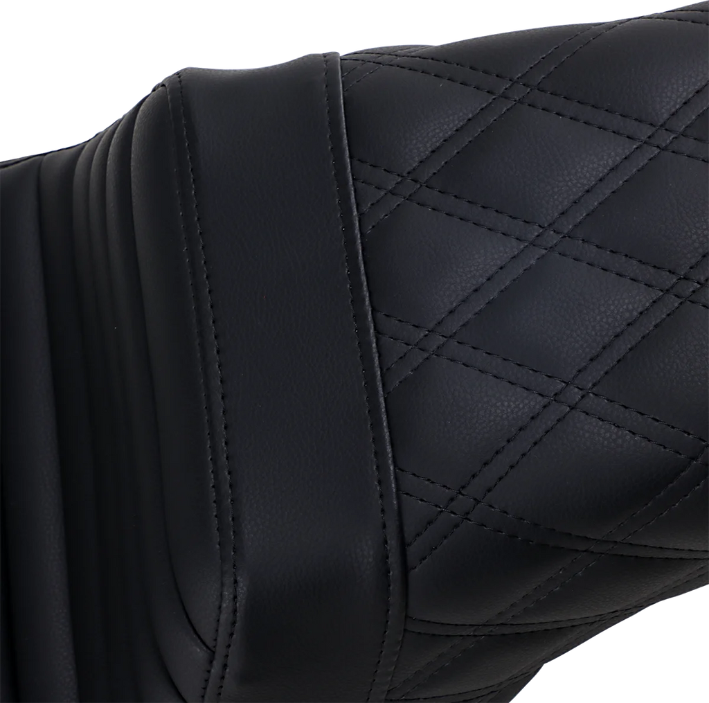Saddlemen Step-Up Seat - Front Tuck-n-Roll/Rear Lattice Stitch - Black 806-04-176 - Side View