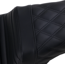 Load image into Gallery viewer, Saddlemen Step-Up Seat - Front Tuck-n-Roll/Rear Lattice Stitch - Black 806-04-176 - Side View