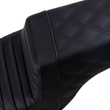 Load image into Gallery viewer, Saddlemen Step-Up Seat - Front Tuck-n-Roll/Rear Lattice Stitch - Black 807-11-176 - Side View