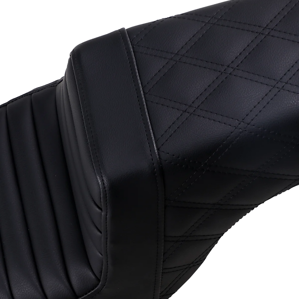 Saddlemen Step-Up Seat - Front Tuck-n-Roll/Rear Lattice Stitch - Black 807-11-176 - Side View