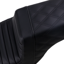 Load image into Gallery viewer, Saddlemen Step-Up Seat - Front Tuck-n-Roll/Rear Lattice Stitch - Black 807-11-176 - Side View