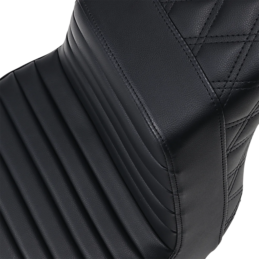Saddlemen Step-Up Seat - Front Tuck-n-Roll/Rear Lattice Stitch - Black 813-27-176 - Side View