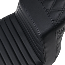 Load image into Gallery viewer, Saddlemen Step-Up Seat - Front Tuck-n-Roll/Rear Lattice Stitch - Black 813-27-176 - Side View