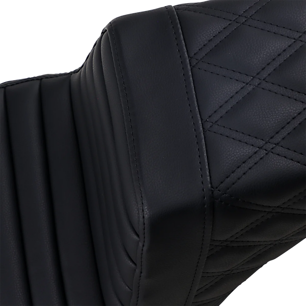 Saddlemen Step-Up Seat - Front Tuck-n-Roll/Rear Lattice Stitch - Black 818-30-176 - Side View
