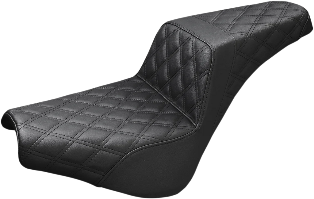 Saddlemen Step-Up Seat - Front Tuck-n-Roll/Rear Lattice Stitch - Black 882-09-176 - Side View