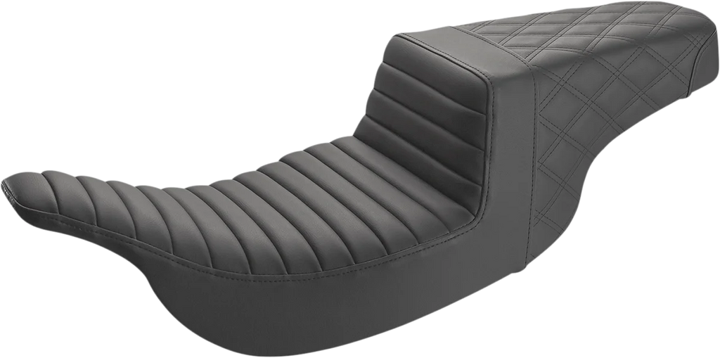 Saddlemen Step-Up Seat - Front Tuck-n-Roll/Rear Lattice Stitch - Black 897-07-176 - Main Product View