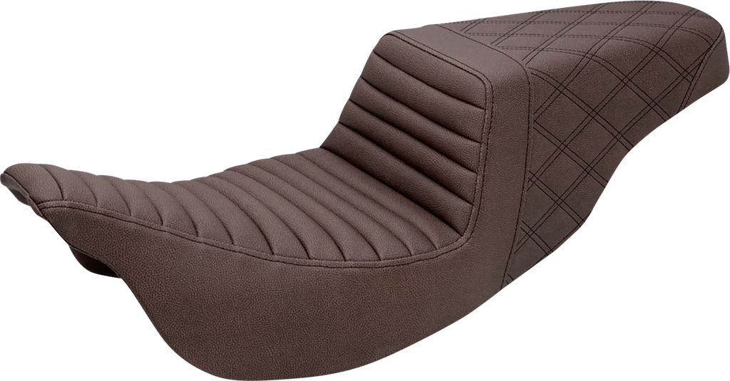 Saddlemen Step-Up Seat - Front Tuck-n-Roll/Rear Lattice Stitch - Brown - FL '08-'23 808-07B-176BR - Main Product View